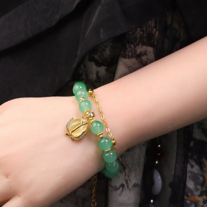With Golden Shiny Tulip Radiant Springtime Charm - Tulip Green Jade Bracelet