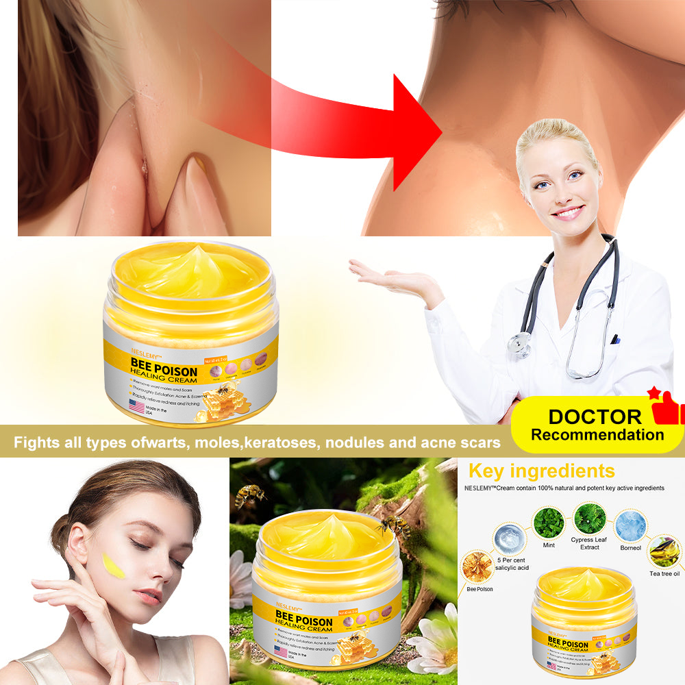 NESLEMY™ Bee Poison Skin Cream（👨‍⚕AAD Recommended),for Remove Warts, Acne and Scars