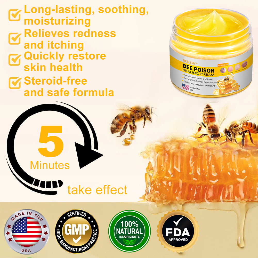 NESLEMY™ Bee Poison Skin Cream（👨‍⚕AAD Recommended),for Remove Warts, Acne and Scars
